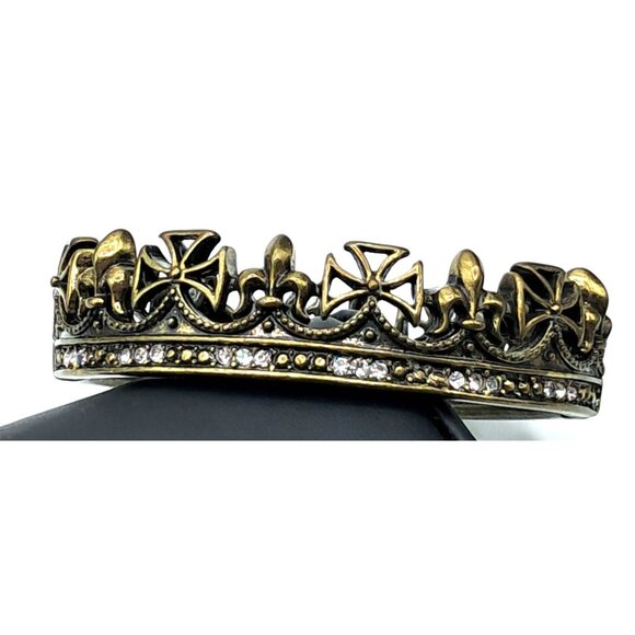Rock & Republic Crown Bracelet with Clear Crystals Clamper Cuff Jewelry - Picture 3 of 6